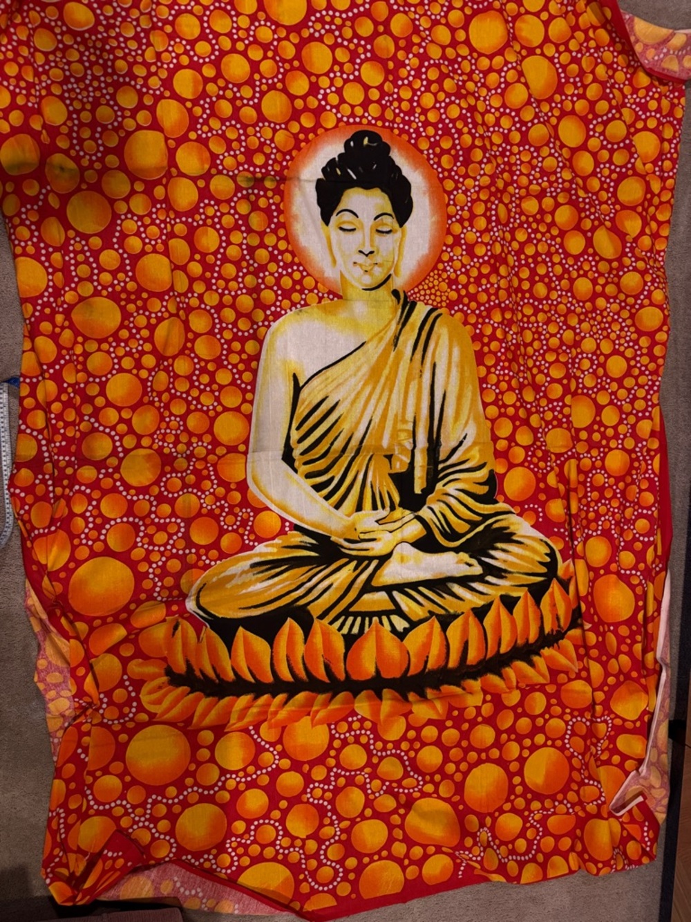 Vibrant Orange Buddha Wall Hanging Tapestry